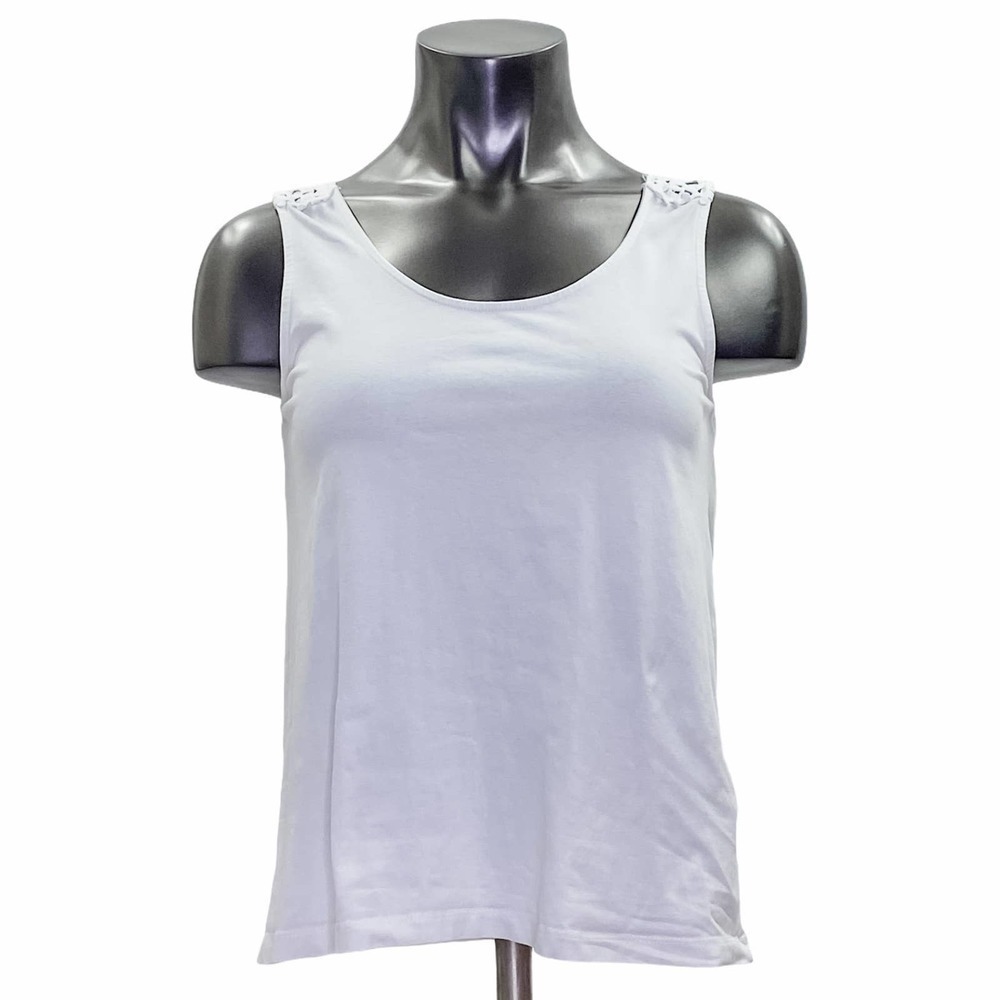 CHELSEA & Theodore White Crochet Tank Top Blouse